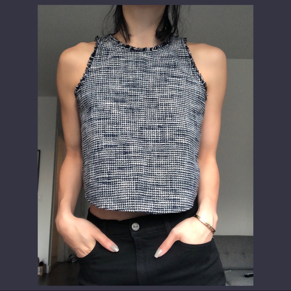Zara // Frayed Edge Tweed Tank Top